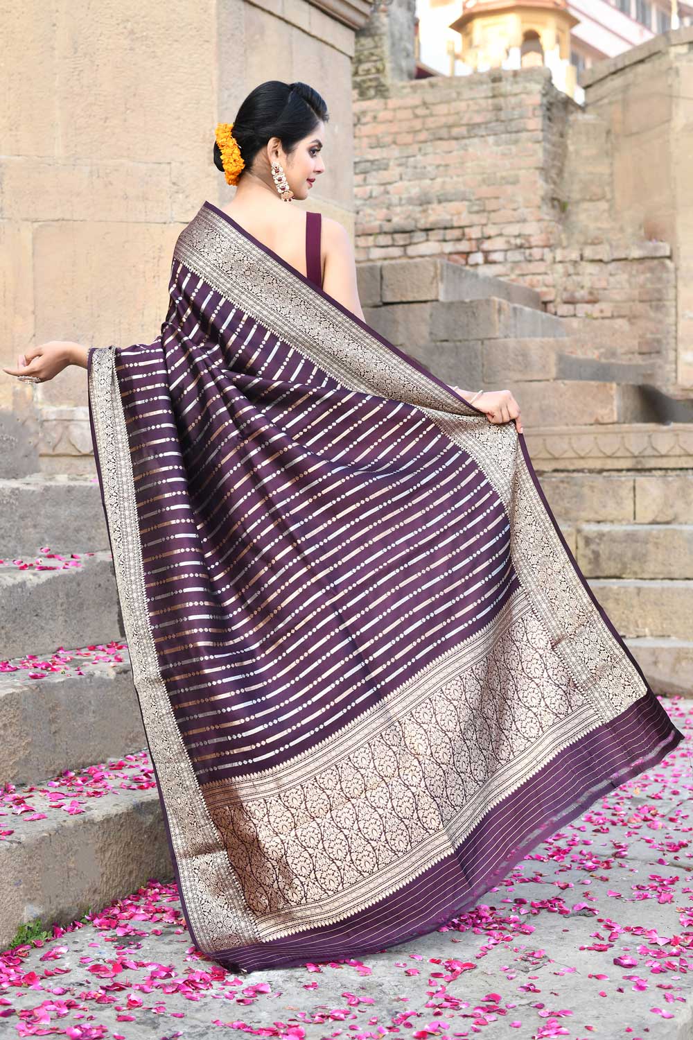 Chocolate Brown Pure Katan Silk Handloom Saree Chocolate Brown Pure Katan Silk Handloom Saree