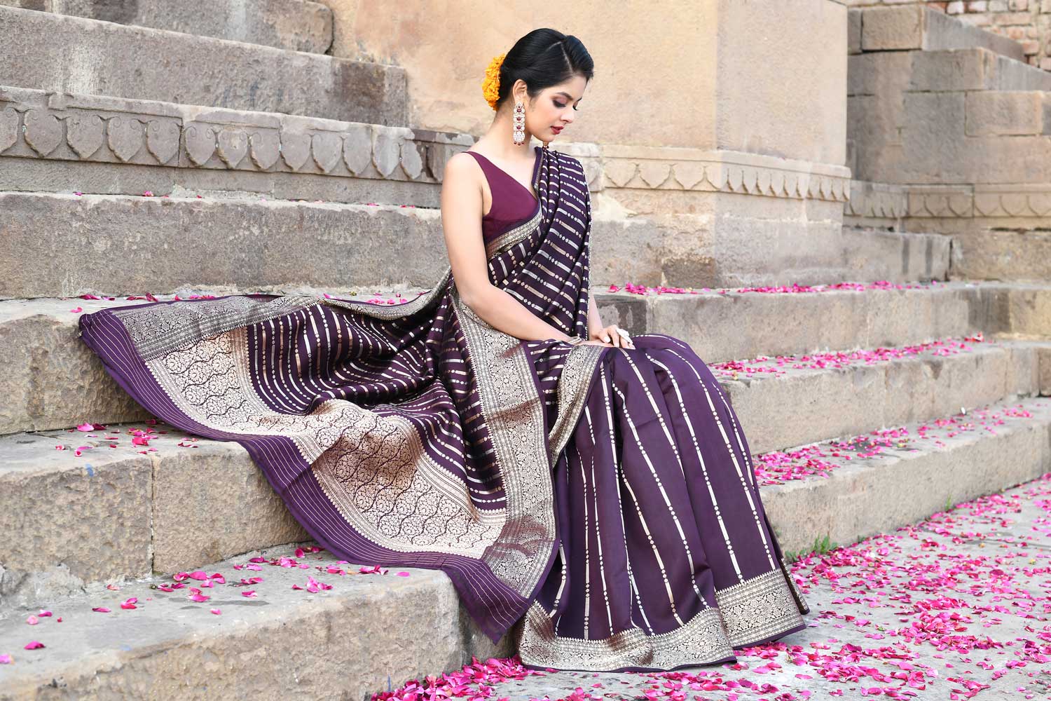 Chocolate Brown Pure Katan Banarasi Handloom Saree Chocolate Brown Pure Katan Banarasi Handloom Saree