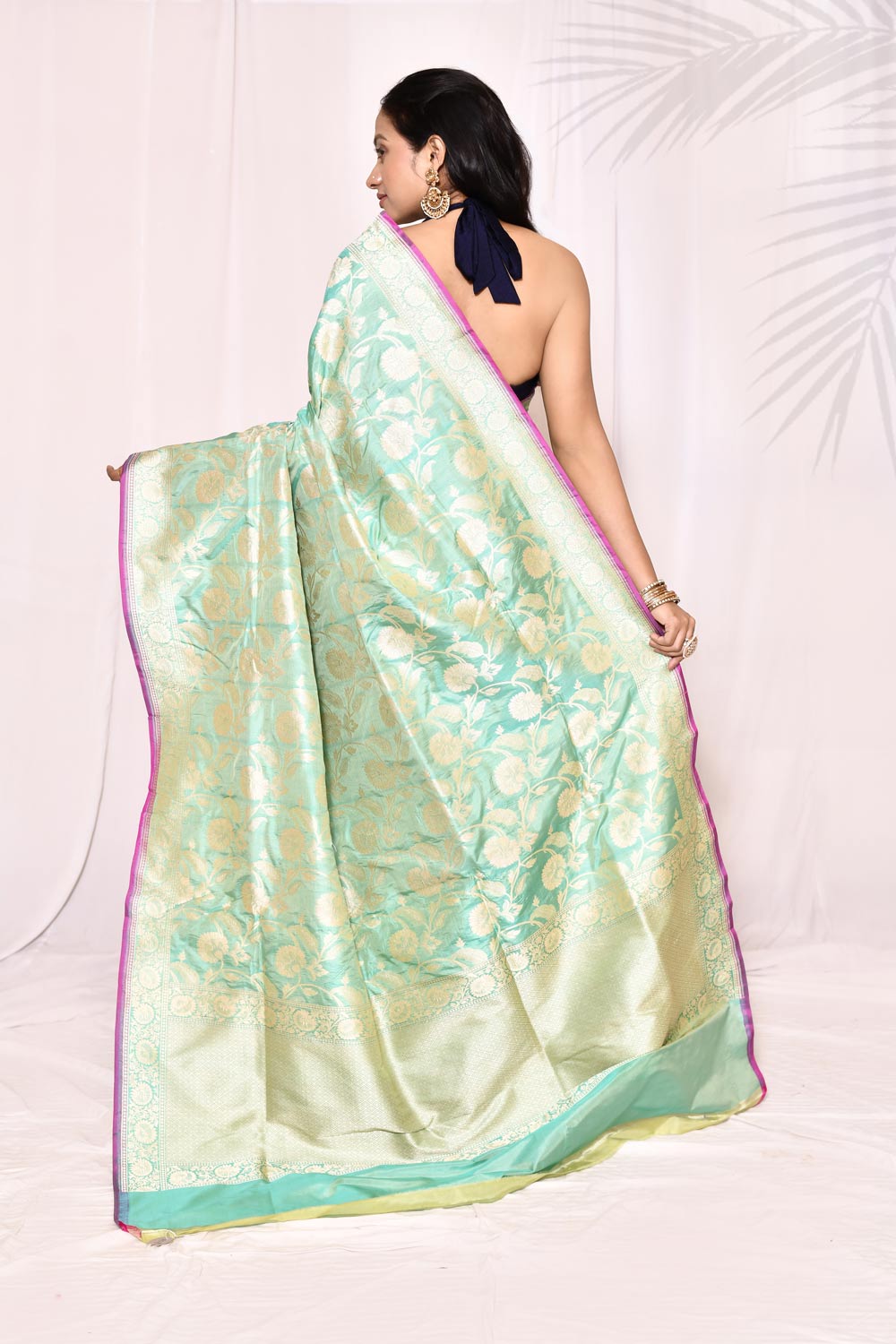 Sea Green Pure Katan Silk Banarasi Handloom Silk Saree Sea Green Pure Katan Silk Banarasi Handloom Silk Saree