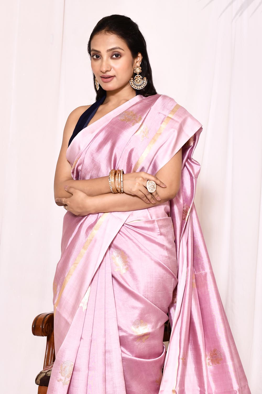 Lilac Pure Katan Silk Banarasi Handloom Silk Saree Lilac Pure Katan Silk Banarasi Handloom Silk Saree