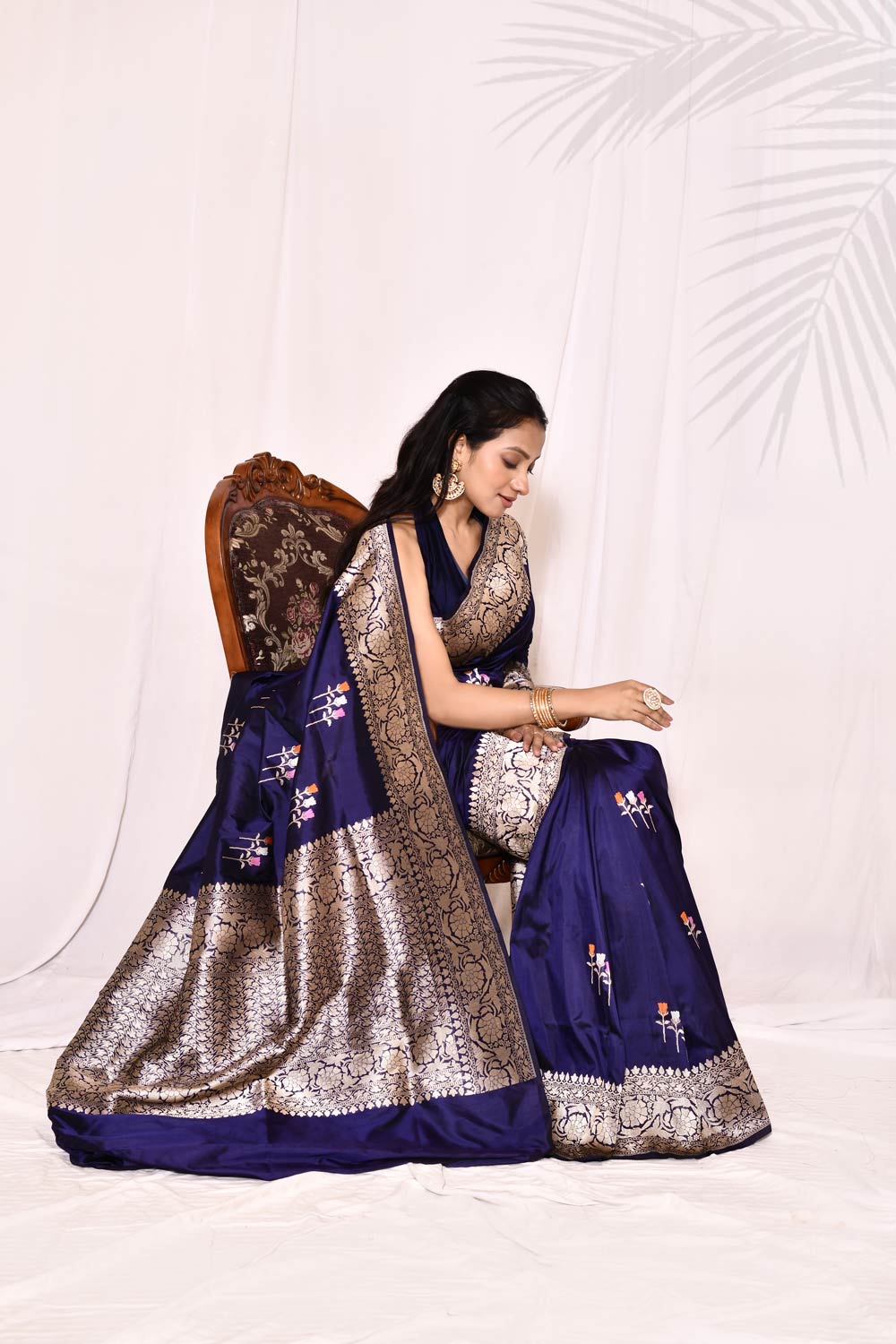 Midnight Blue Pure Katan Silk Banarasi Handloom Silk Saree Midnight Blue Pure Katan Silk Banarasi Handloom Silk Saree