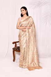 Gold Tussar Pure Katan Silk Banarasi Handloom Saree