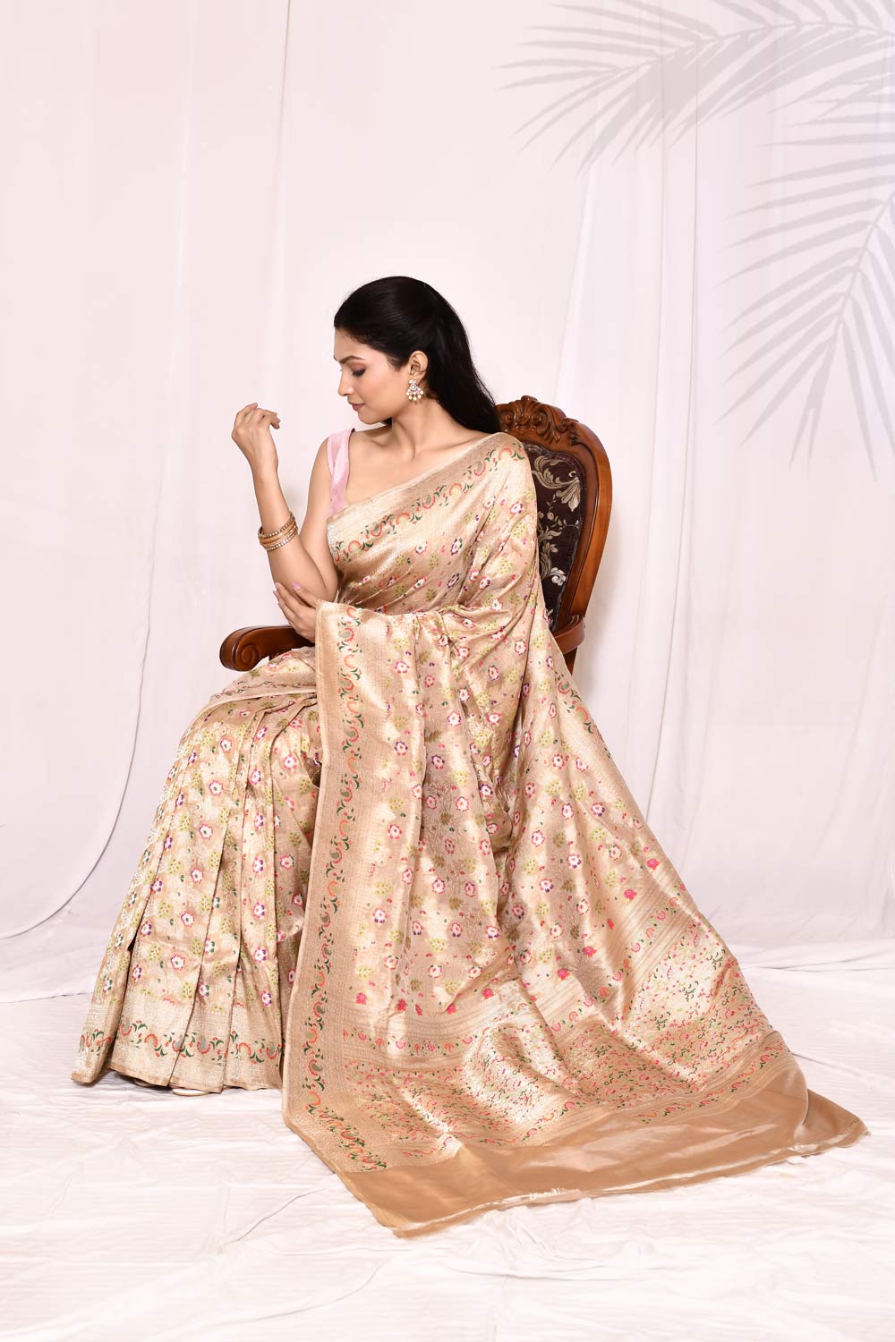 Gold Tussar Pure Katan Silk Banarasi  Handloom Saree Gold Tussar Pure Katan Silk Banarasi  Handloom Saree