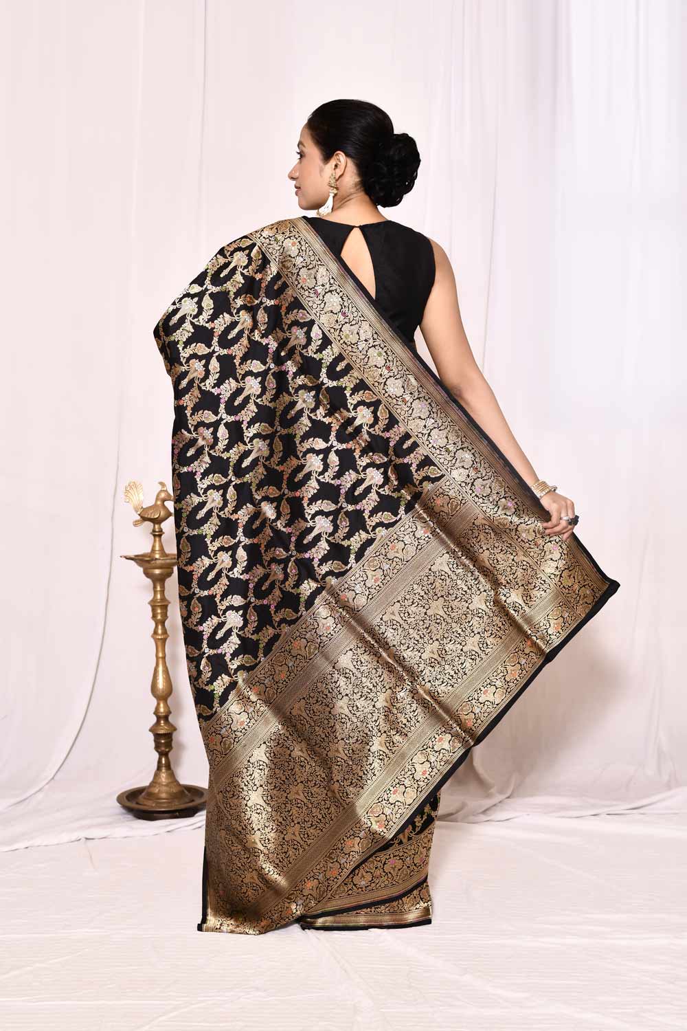 Midnight Black  Pure Katan Silk Banarasi Handloom Silk Saree Midnight Black  Pure Katan Silk Banarasi Handloom Silk Saree