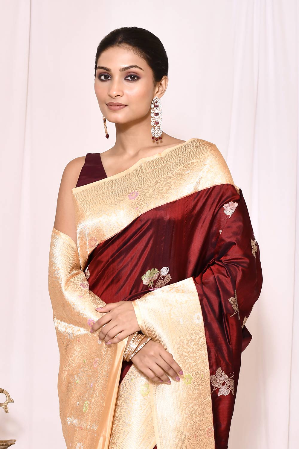 Cranberry Maroon Pure Katan Silk Banarasi Handloom Silk Saree Cranberry Maroon Pure Katan Silk Banarasi Handloom Silk Saree