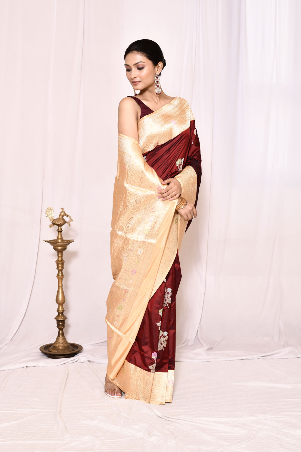 Cranberry Maroon Pure Katan Silk Banarasi Handloom Silk Saree Cranberry Maroon Pure Katan Silk Banarasi Handloom Silk Saree