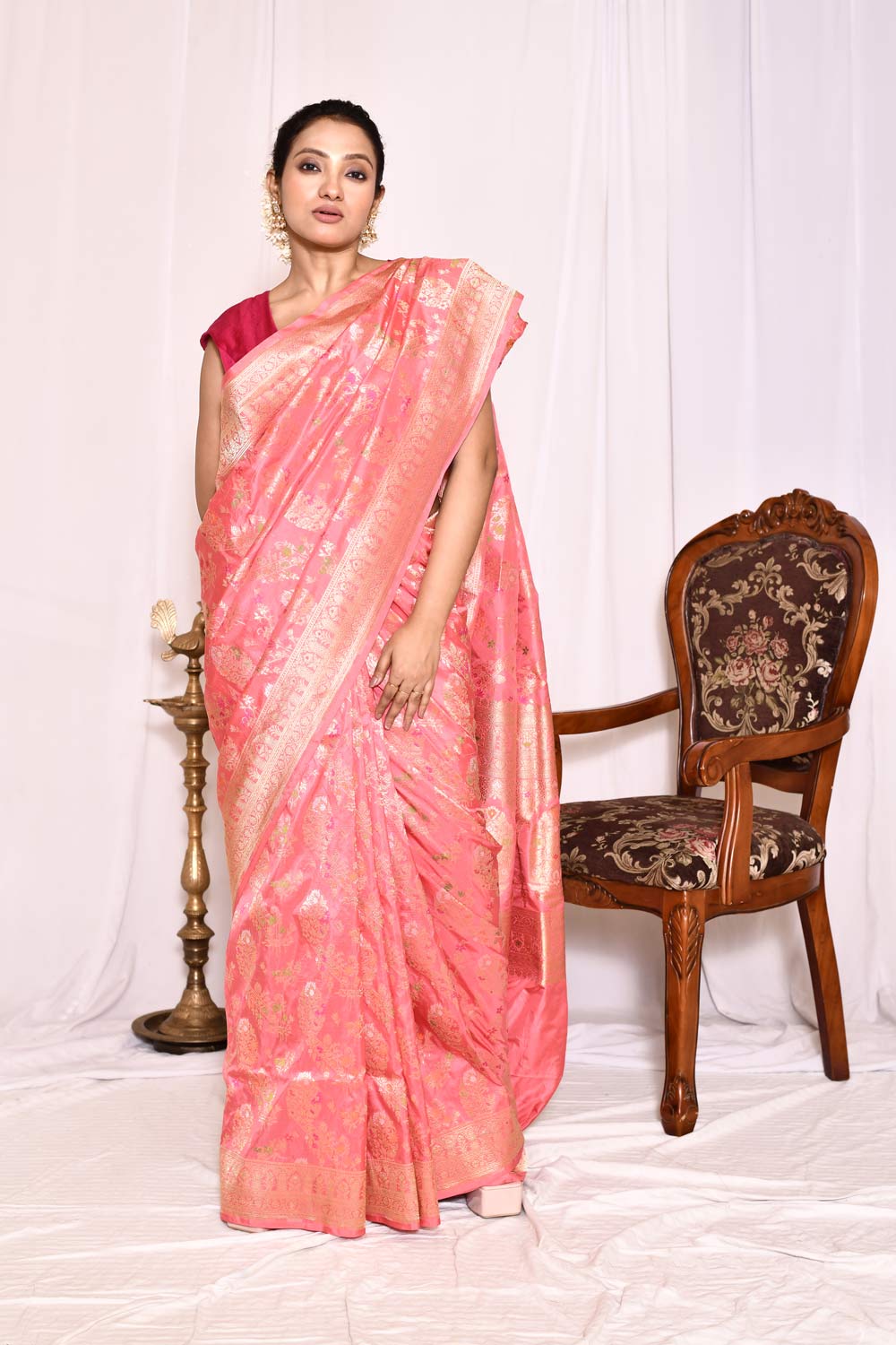 Orange-Peach Pure Katan Silk Banarasi Handloom Silk Saree Orange-Peach Pure Katan Silk Banarasi Handloom Silk Saree