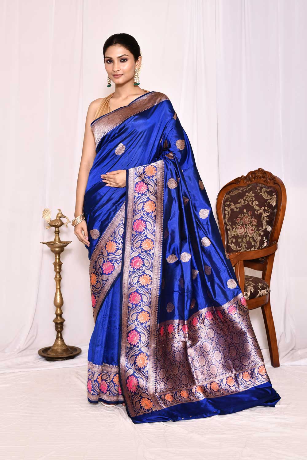 Royal Blue  Pure Katan Silk Banarasi Handloom Silk Saree Royal Blue  Pure Katan Silk Banarasi Handloom Silk Saree