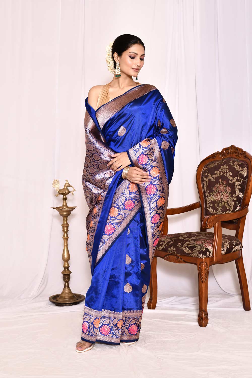 Royal Blue  Pure Katan Silk Banarasi Handloom Silk Saree Royal Blue  Pure Katan Silk Banarasi Handloom Silk Saree
