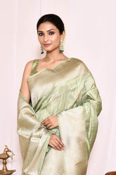 Pista Green Pure Katan Silk Banarasi Handloom Silk Saree