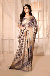 Blue-Grey Banarasi Tissue Handloom saree