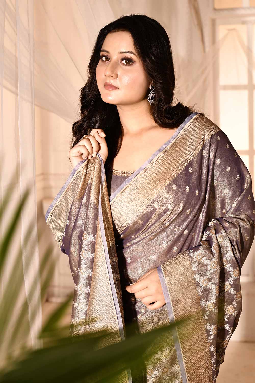 Blue-Grey Banarasi Tissue Handloom saree Blue-Grey Banarasi Tissue Handloom saree