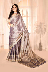 Blue -  Grey Banarasi Tissue Handloom saree