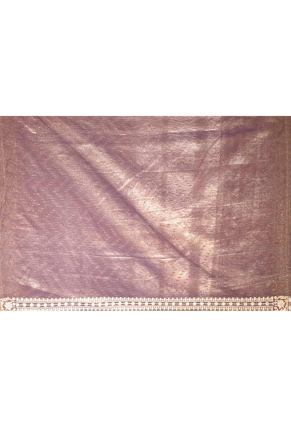 Blue - Grey Banarasi Tissue Handloom Saree Blue - Grey Banarasi Tissue Handloom Saree