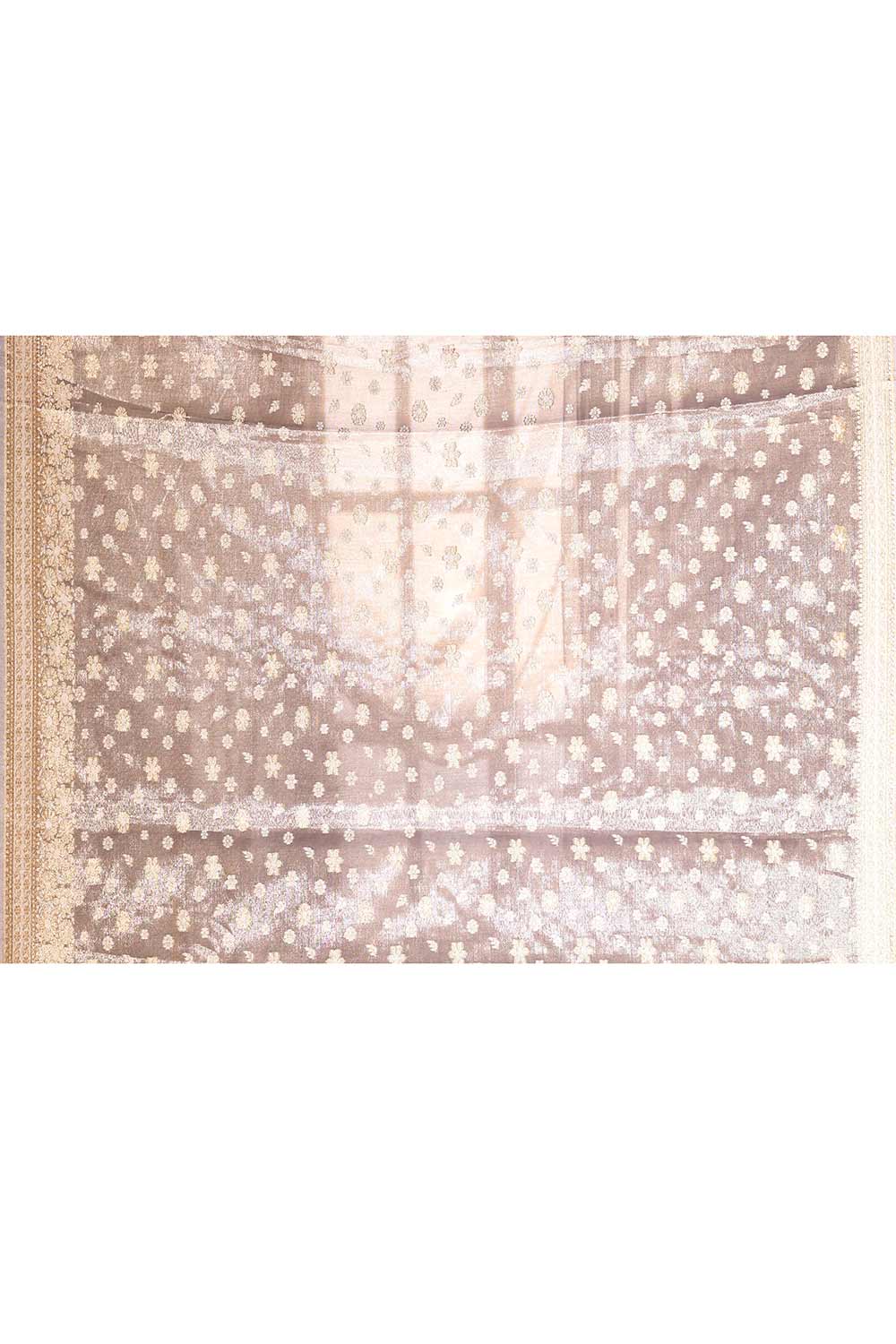 Blue- Grey Banarasi Tissue Handloom Saree Blue- Grey Banarasi Tissue Handloom Saree