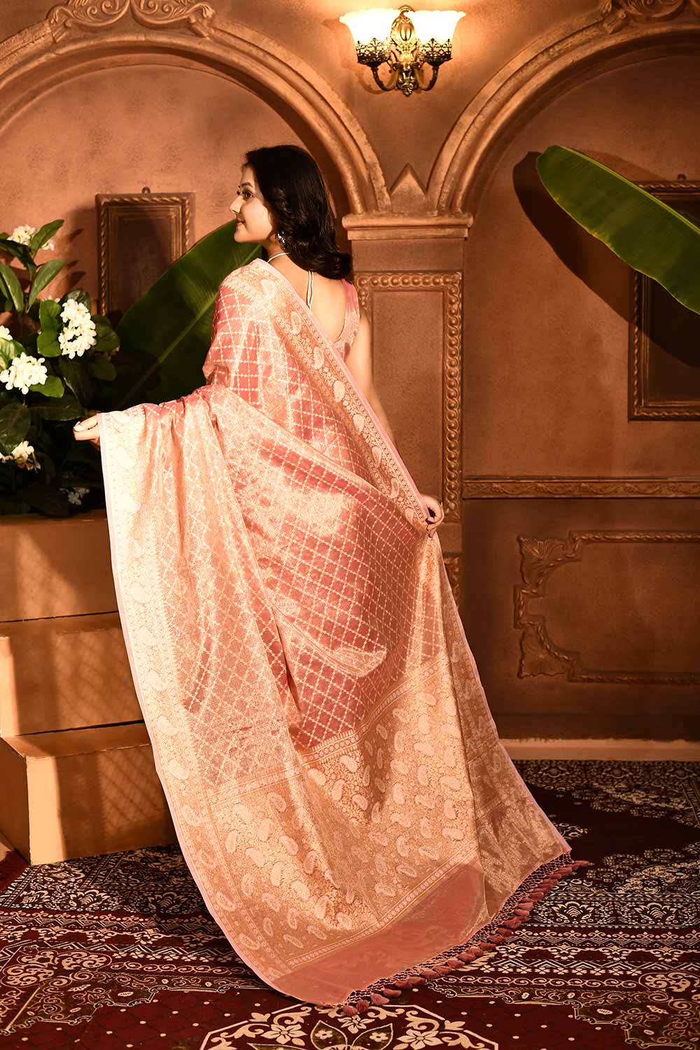 Pastel Pink Banarasi Tissue Handloom Sarees Pastel Pink Banarasi Tissue Handloom Sarees