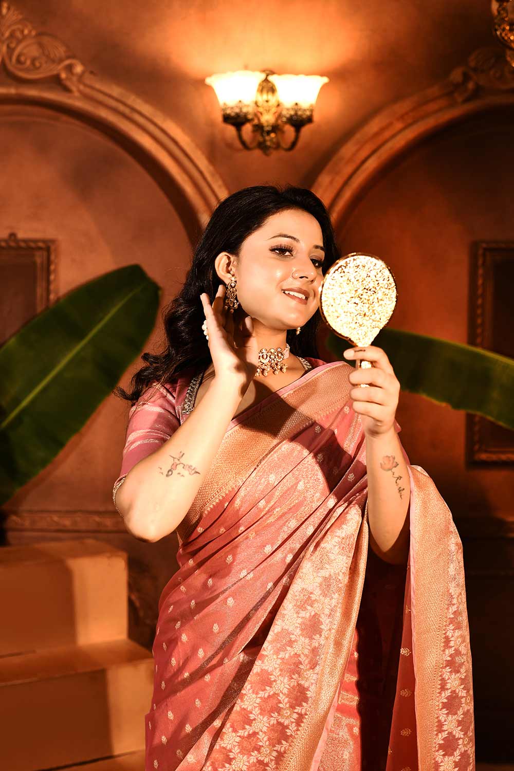 Pastels Pink Banarasi Tissue Handloom Saree Pastels Pink Banarasi Tissue Handloom Saree