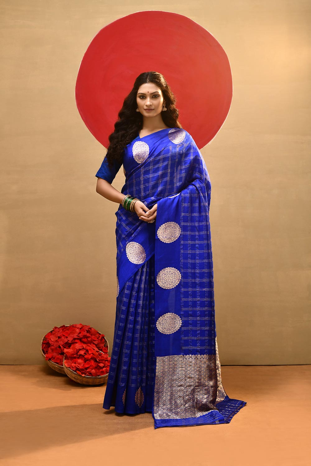 'Navyara' Royal Blue Pure Katan Silk Kadhua Banarasi Handloom Saree 'Navyara' Royal Blue Pure Katan Silk Kadhua Banarasi Handloom Saree