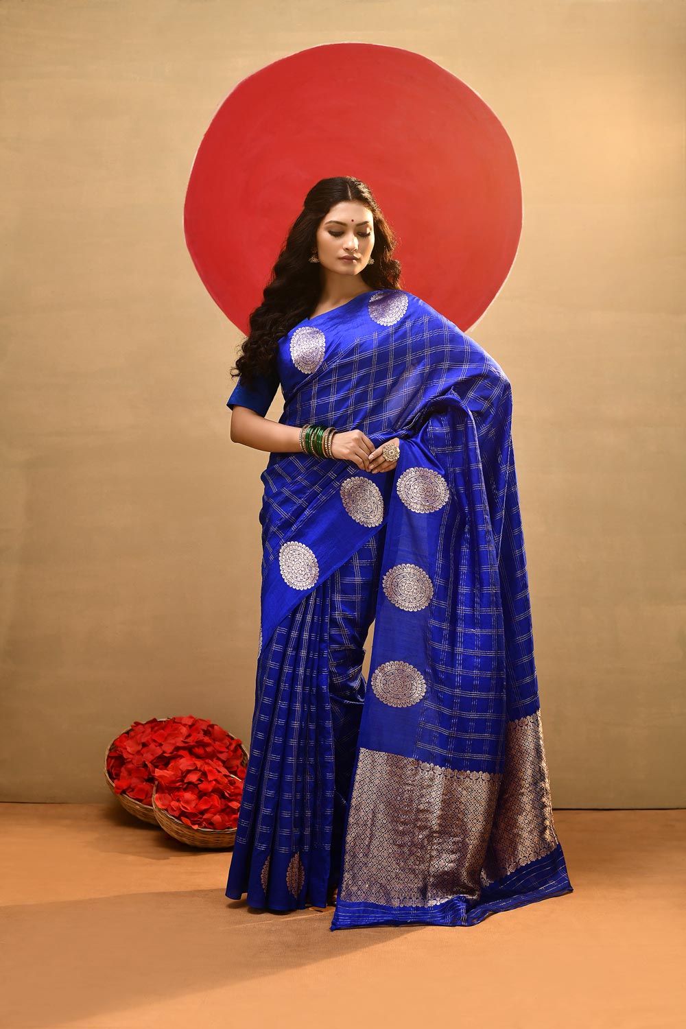 'Navyara' Royal Blue Pure Katan Silk Kadhua Banarasi Handloom Saree 'Navyara' Royal Blue Pure Katan Silk Kadhua Banarasi Handloom Saree