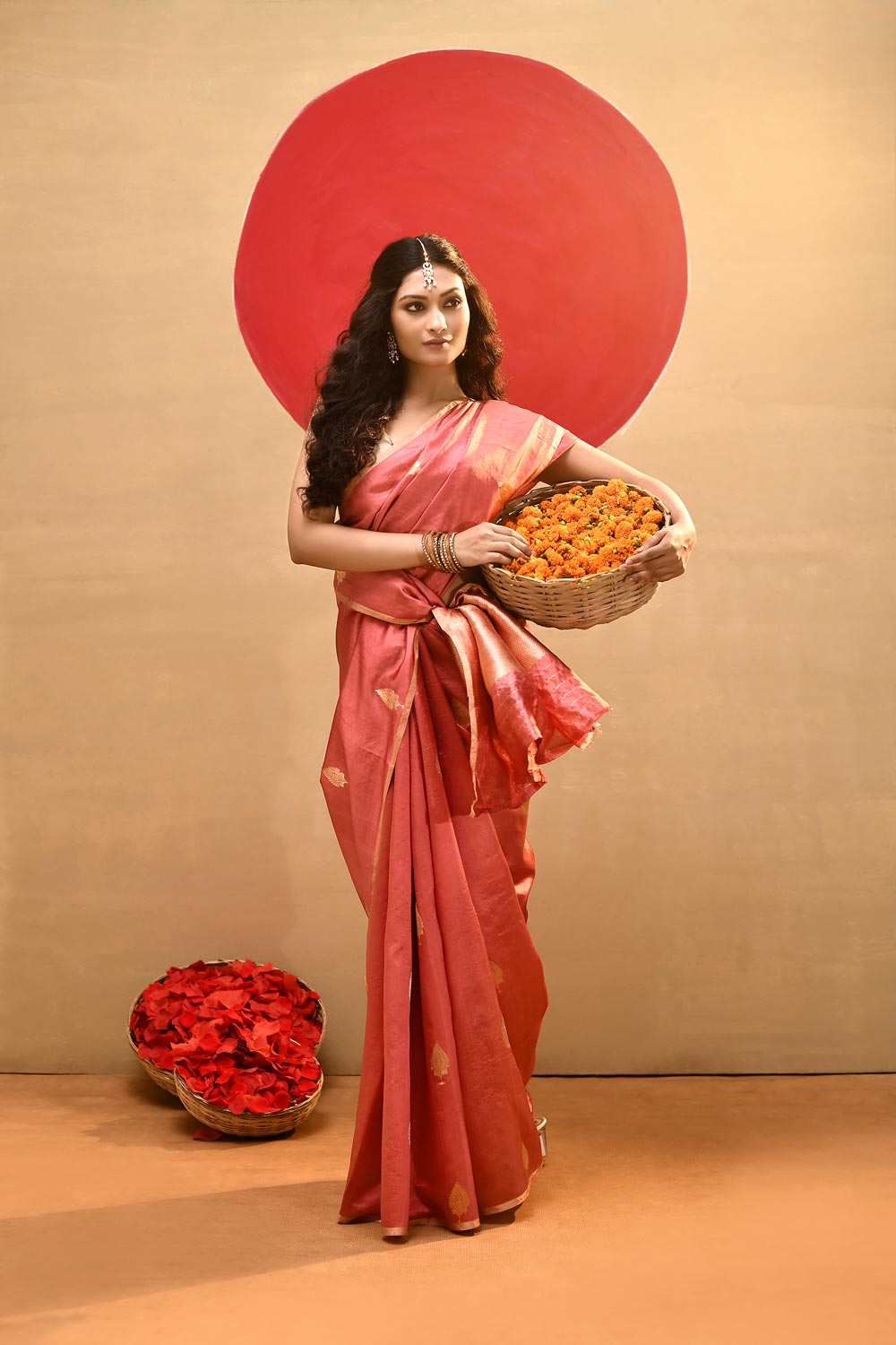 'Lily' Rosy Pink Pure Katan Silk Kadhua Banarasi Handloom Saree 'Lily' Rosy Pink Pure Katan Silk Kadhua Banarasi Handloom Saree