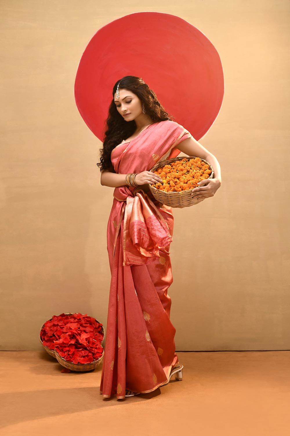 'Lily' Rosy Pink Pure Katan Silk Kadhua Banarasi Handloom Saree 'Lily' Rosy Pink Pure Katan Silk Kadhua Banarasi Handloom Saree