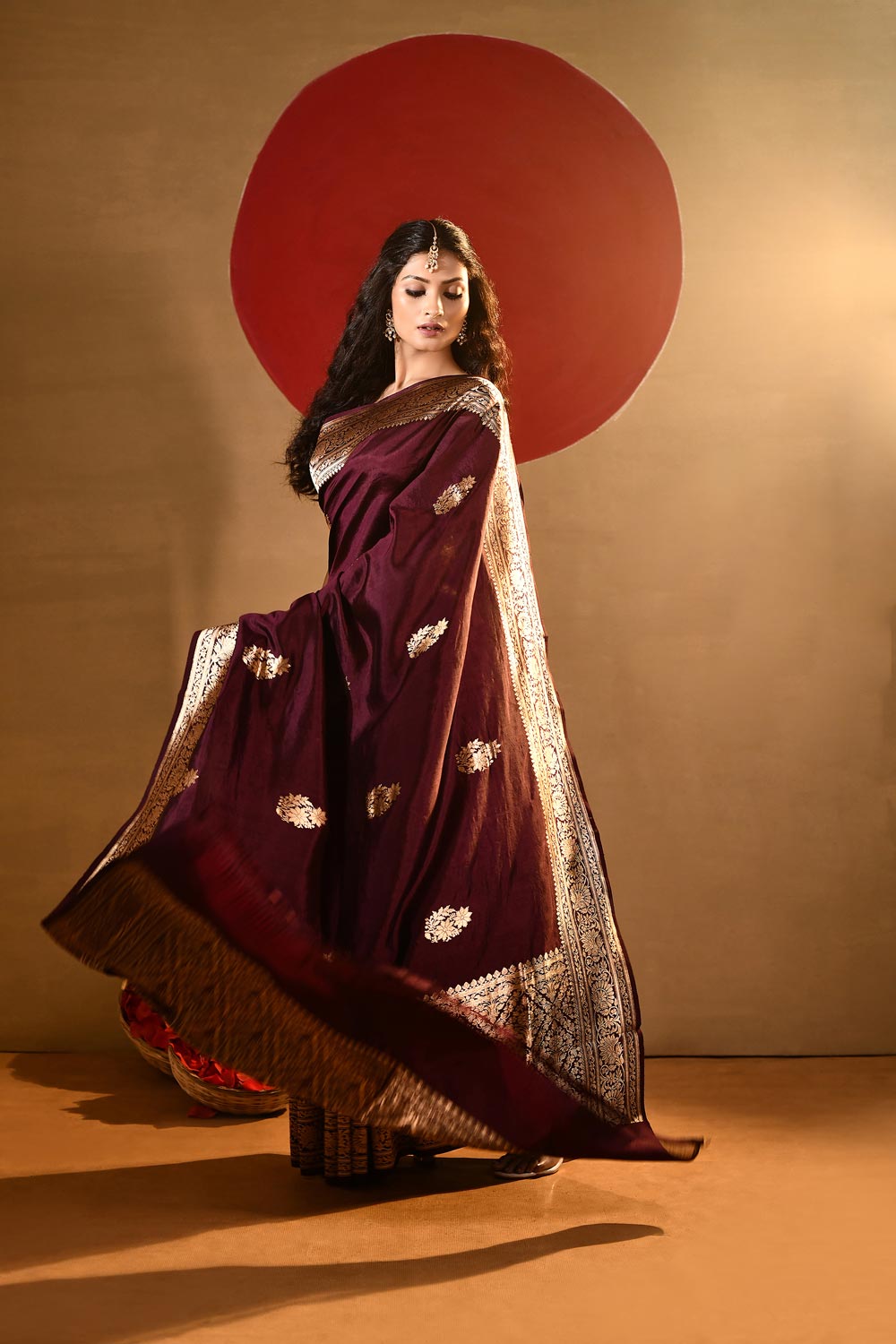 'Maya' Deep chocolate Maroon Wine Pure Katan Silk Kadhua Banarasi Handloom Saree 'Maya' Deep chocolate Maroon Wine Pure Katan Silk Kadhua Banarasi Handloom Saree