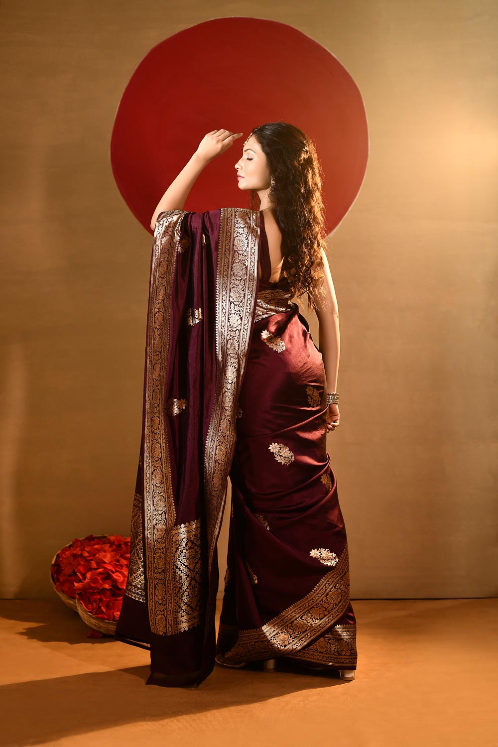 'Maya' Deep chocolate Maroon Wine Pure Katan Silk Kadhua Banarasi Handloom Saree 'Maya' Deep chocolate Maroon Wine Pure Katan Silk Kadhua Banarasi Handloom Saree