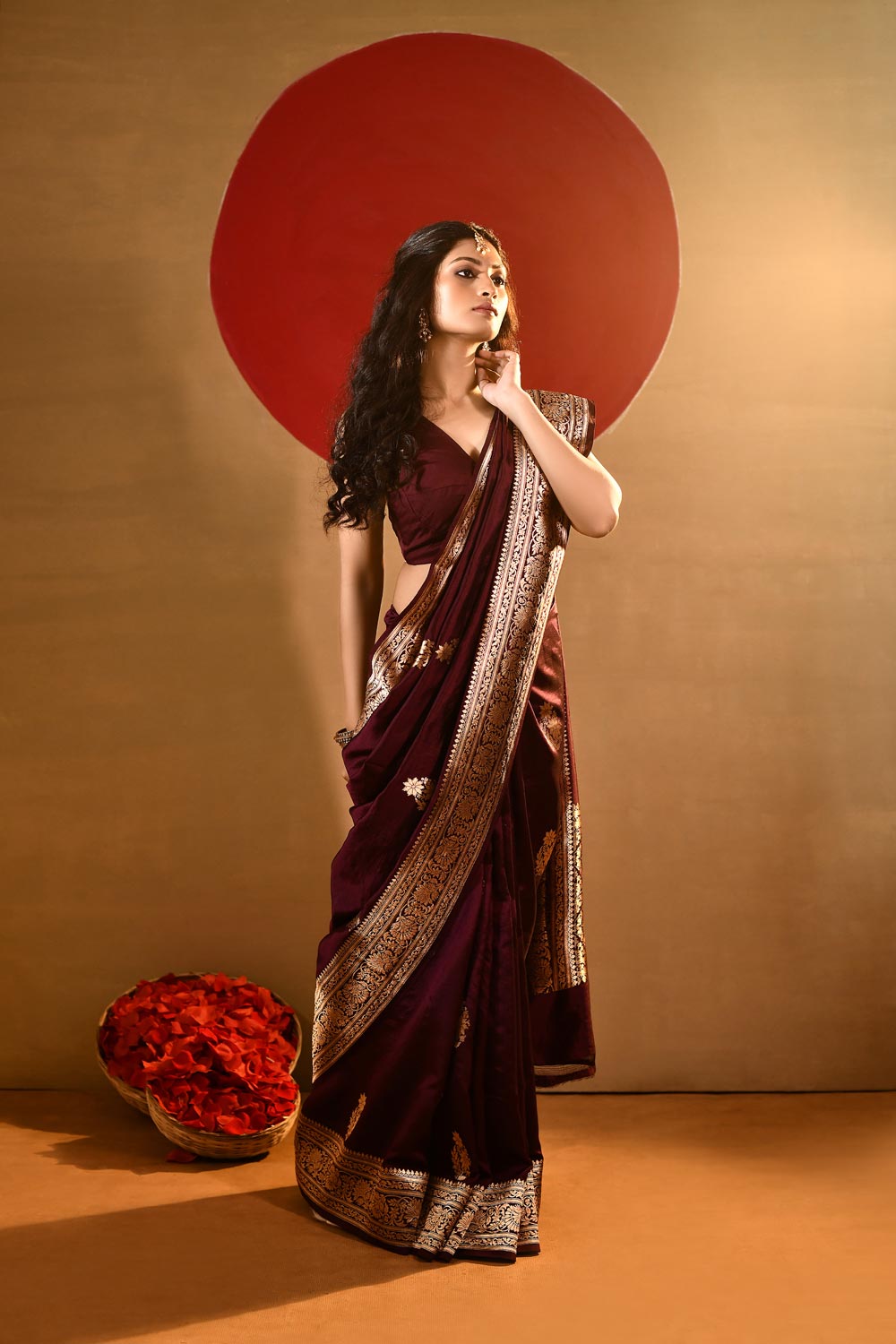 'Maya' Deep chocolate Maroon Wine Pure Katan Silk Kadhua Banarasi Handloom Saree 'Maya' Deep chocolate Maroon Wine Pure Katan Silk Kadhua Banarasi Handloom Saree