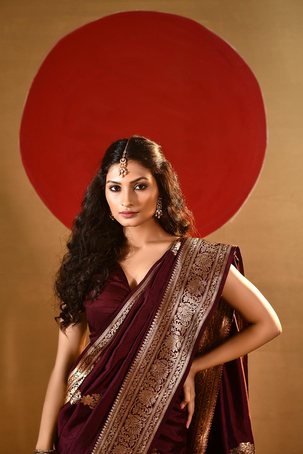 'Maya' Deep chocolate Maroon Wine Pure Katan Silk Kadhua Banarasi Handloom Saree 'Maya' Deep chocolate Maroon Wine Pure Katan Silk Kadhua Banarasi Handloom Saree