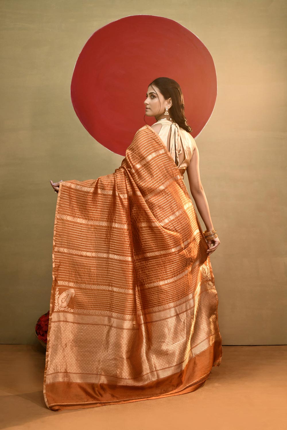 'Sunehri' Copper Mustard Brown Pure Katan silk Kadhua Banarasi Handloom Saree 'Sunehri' Copper Mustard Brown Pure Katan silk Kadhua Banarasi Handloom Saree