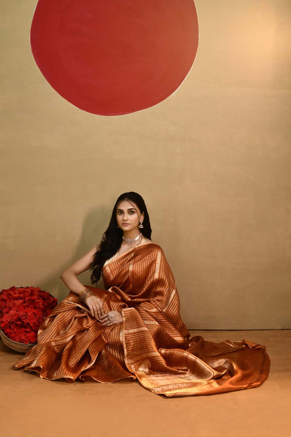 'Sunehri' Copper Mustard Brown Pure Katan silk Kadhua Banarasi Handloom Saree 'Sunehri' Copper Mustard Brown Pure Katan silk Kadhua Banarasi Handloom Saree