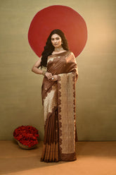 'Moh' Coffee Brown Pure Katan Kadhua Banarasi Handloom Saree