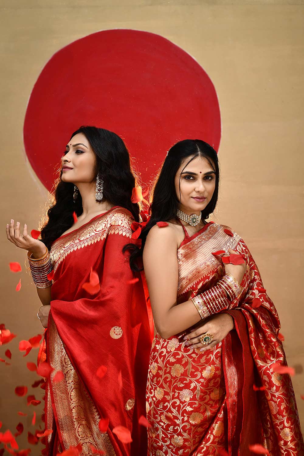 'Chand Boota' Red Pure Katan Silk Kadhua Banarasi Handloom Saree 'Chand Boota' Red Pure Katan Silk Kadhua Banarasi Handloom Saree