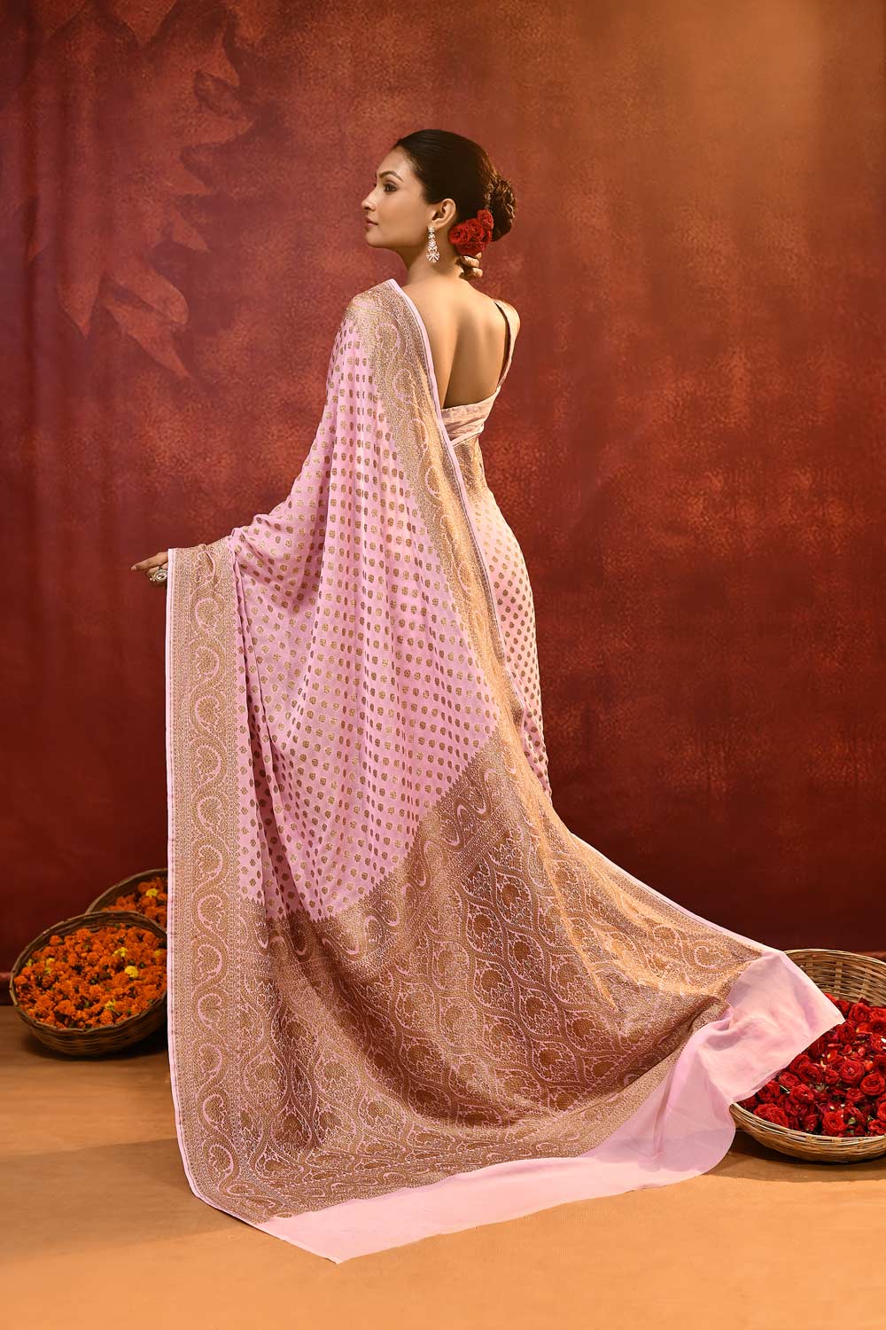 Lilac Pink Pure Khaddi Georgette Banarasi Handloom Saree Lilac Pink Pure Khaddi Georgette Banarasi Handloom Saree