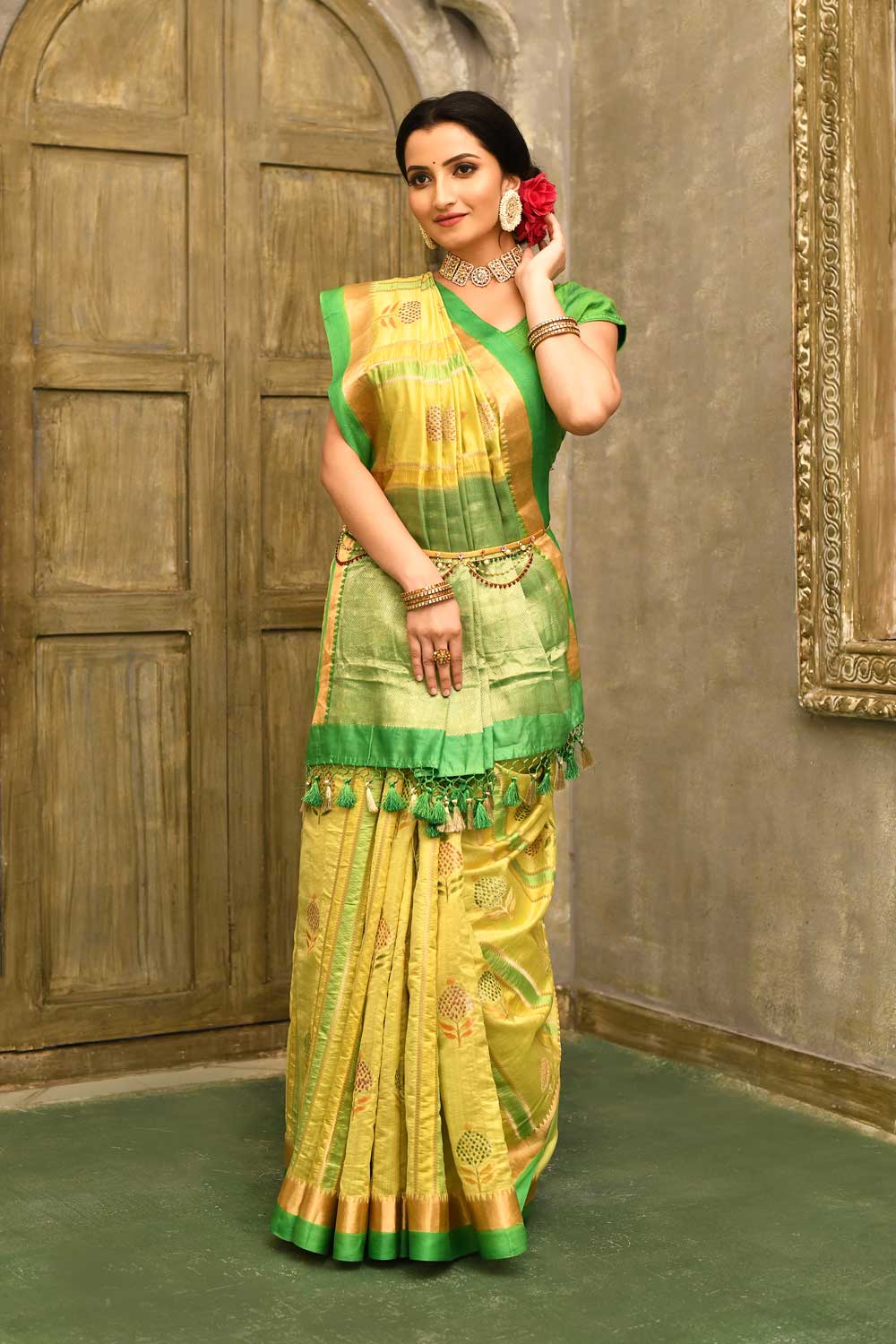 Rangkat Pure Katan Chiniya Silk Saree With Blouse Rangkat Pure Katan Chiniya Silk Saree With Blouse