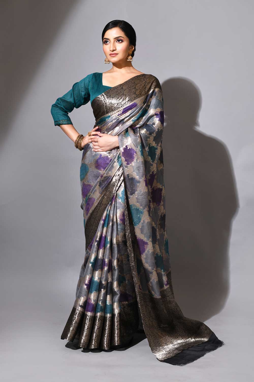 Rangkat Pure Kota Check Banarasi Handloom Saree Rangkat Pure Kota Check Banarasi Handloom Saree