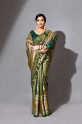 Rangkat Pure Kora Organza Banarsi Handloom Silk Saree With Meenakari Boota And Border