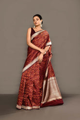 'Nayab' Deep Cranberry Resham Tanchoi Brocade Pure Katan Silk Banarasi Handloom Saree