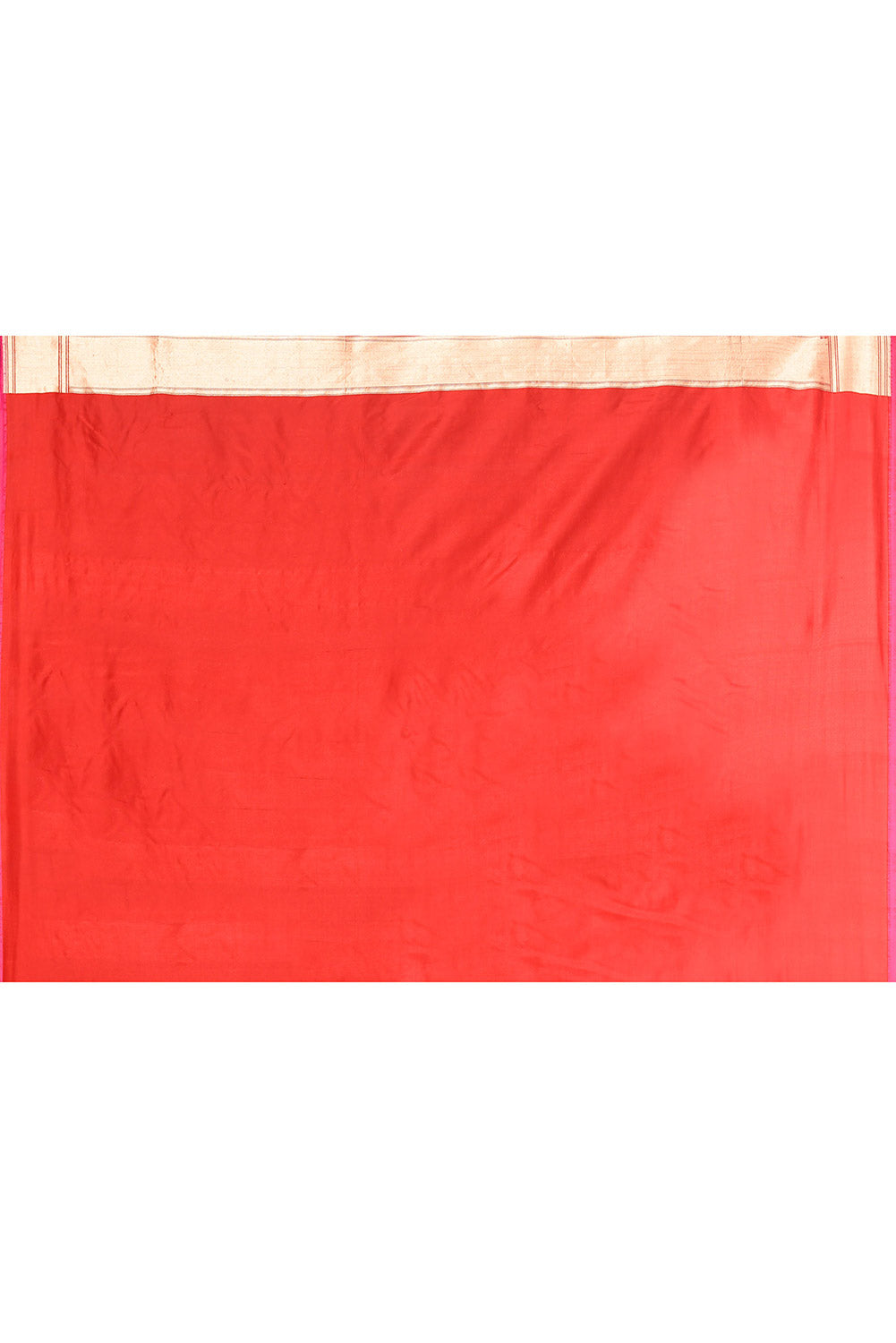 'Noor' Red-Orange Pure Katan Tissue Banarasi Handloom Silk Saree with Meenakari Jaal 'Noor' Red-Orange Pure Katan Tissue Banarasi Handloom Silk Saree with Meenakari Jaal