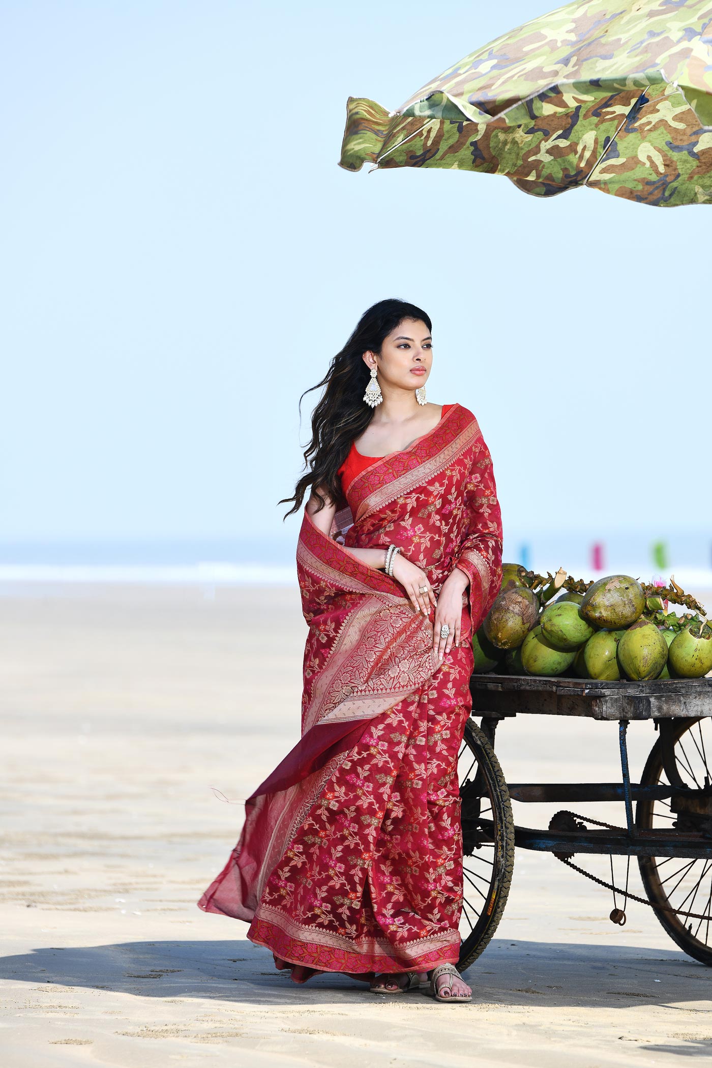 'Gulnaar' Garnet Red Pure Resham Cotton Alfi Jaal Tilfi Border Banarasi Handloom Saree 'Gulnaar' Garnet Red Pure Resham Cotton Alfi Jaal Tilfi Border Banarasi Handloom Saree