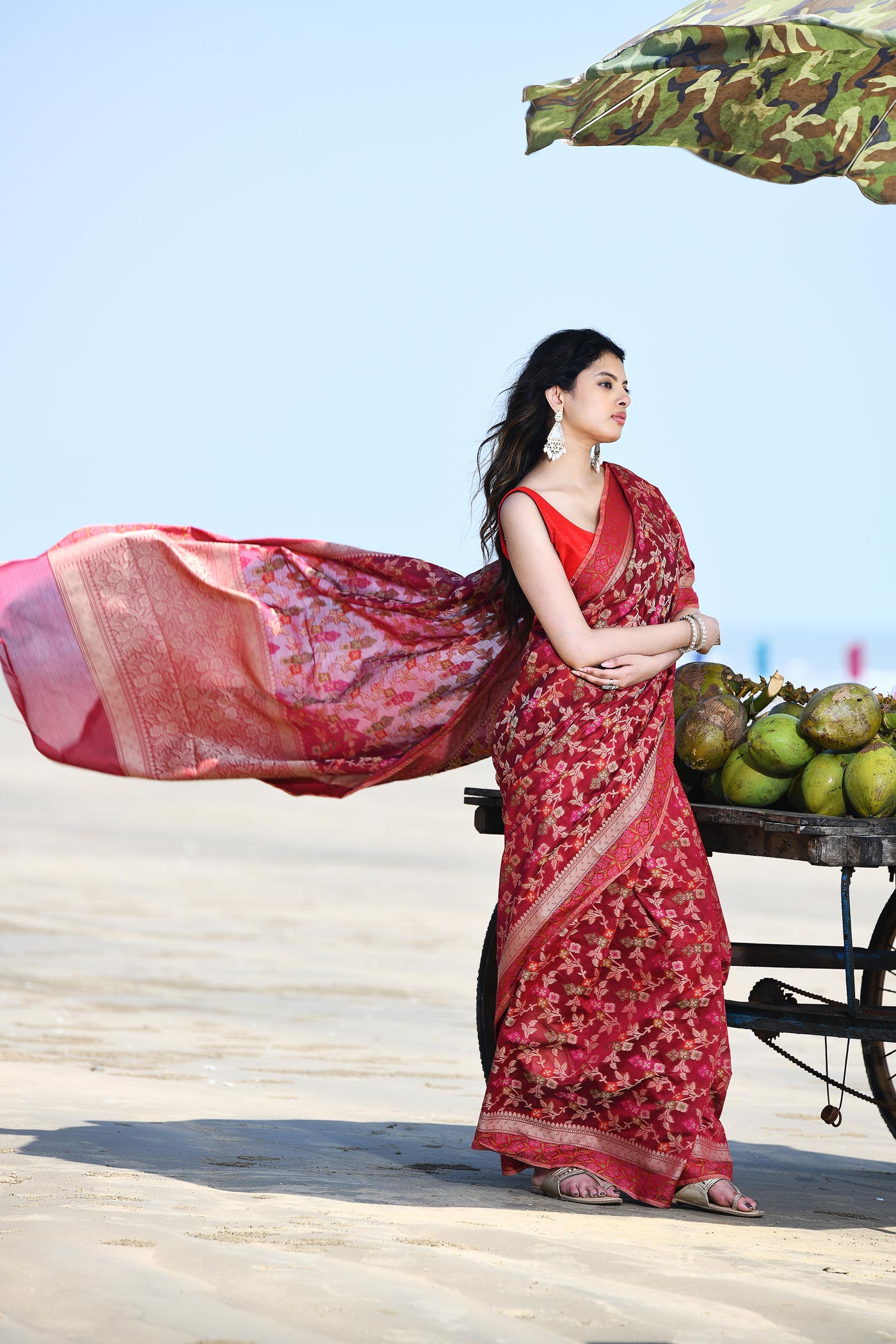 'Gulnaar' Garnet Red Pure Resham Cotton Alfi Jaal Tilfi Border Banarasi Handloom Saree 'Gulnaar' Garnet Red Pure Resham Cotton Alfi Jaal Tilfi Border Banarasi Handloom Saree
