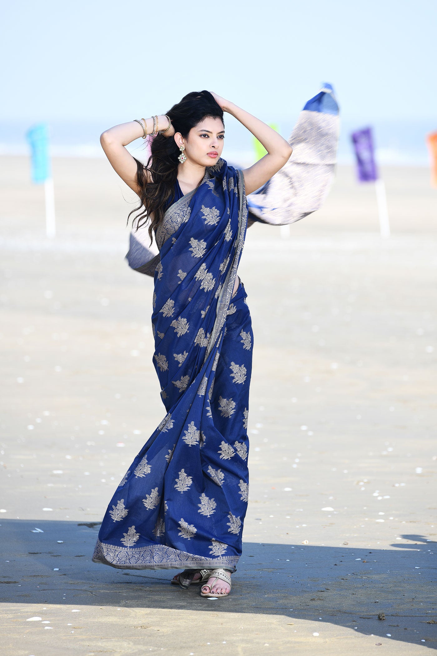 'Ruhani' Blue Pure Resham Cotton Banarasi Handloom Saree 'Ruhani' Blue Pure Resham Cotton Banarasi Handloom Saree