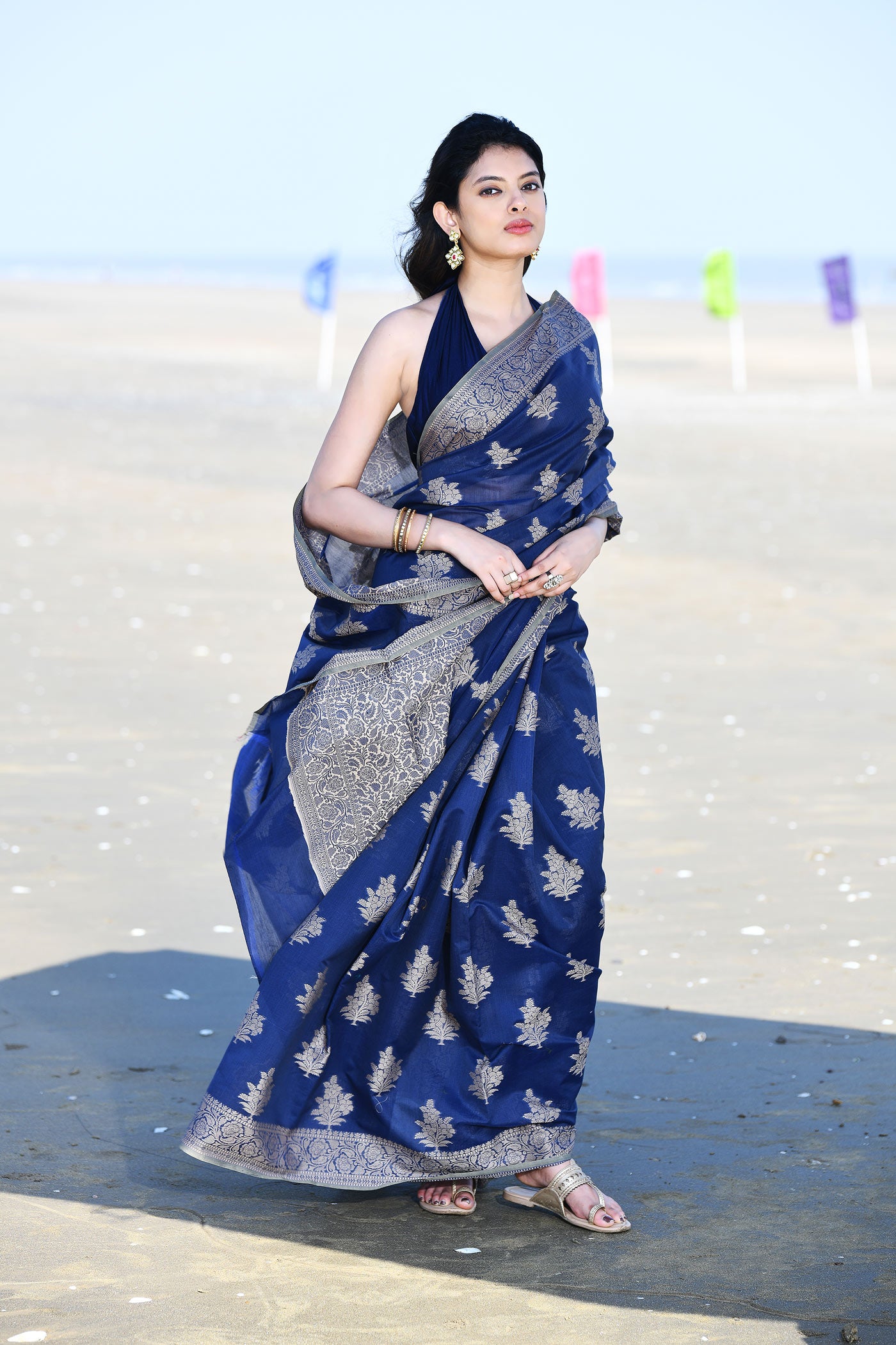 'Ruhani' Blue Pure Resham Cotton Banarasi Handloom Saree 'Ruhani' Blue Pure Resham Cotton Banarasi Handloom Saree