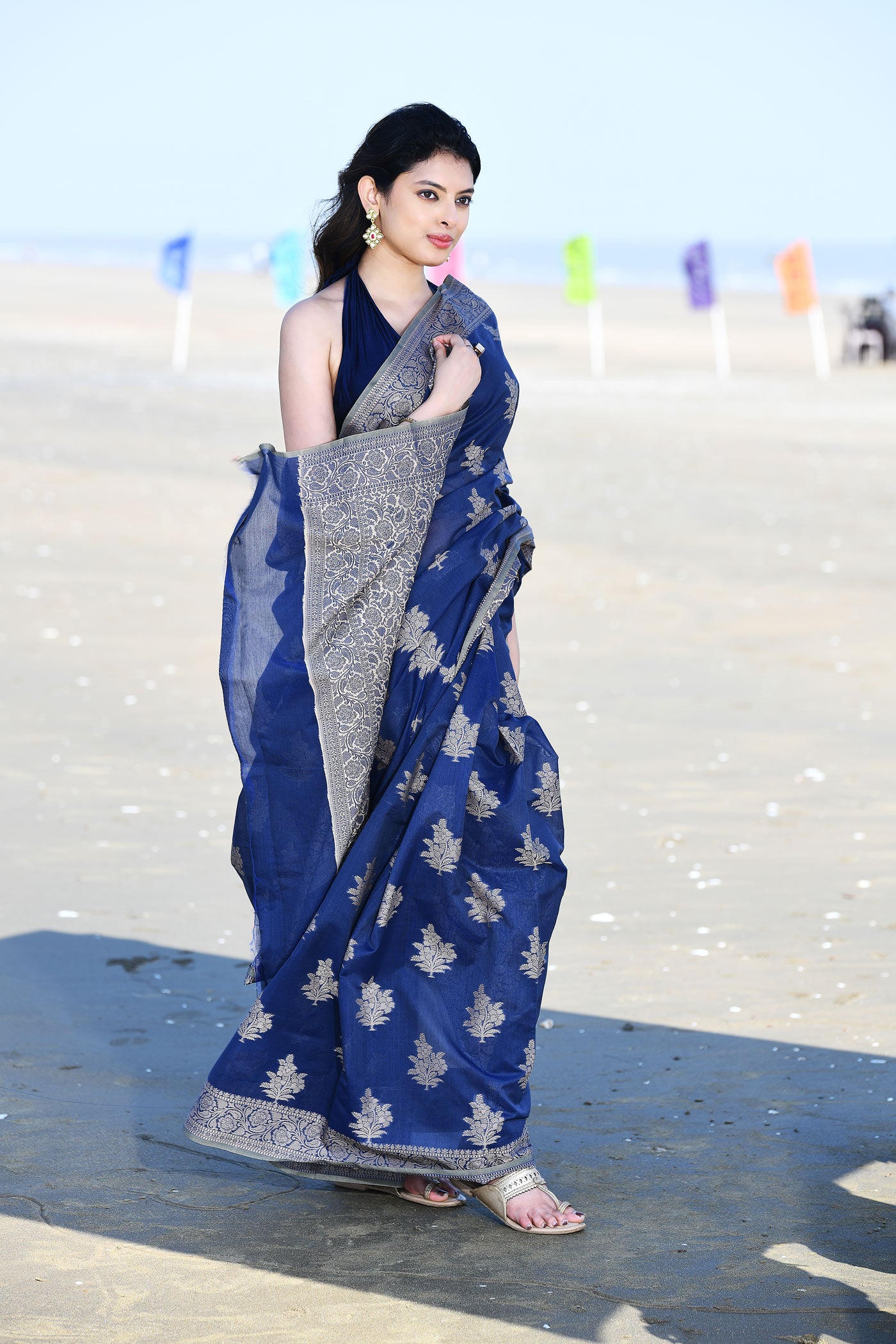 'Ruhani' Blue Pure Resham Cotton Banarasi Handloom Saree 'Ruhani' Blue Pure Resham Cotton Banarasi Handloom Saree