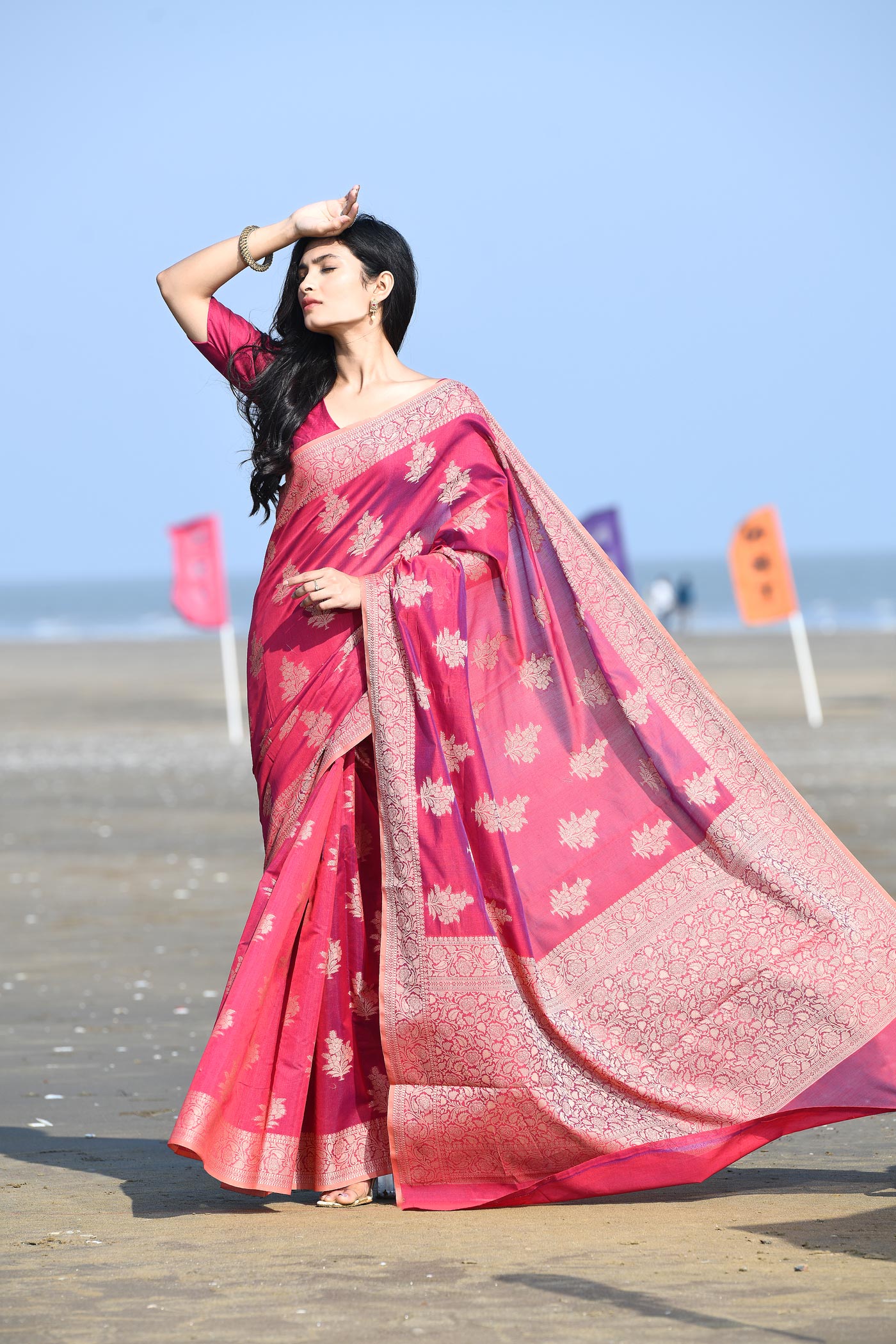 'Ruhani' Blue-Grey Pure Resham Cotton Banarasi Handloom Saree 'Ruhani' Blue-Grey Pure Resham Cotton Banarasi Handloom Saree