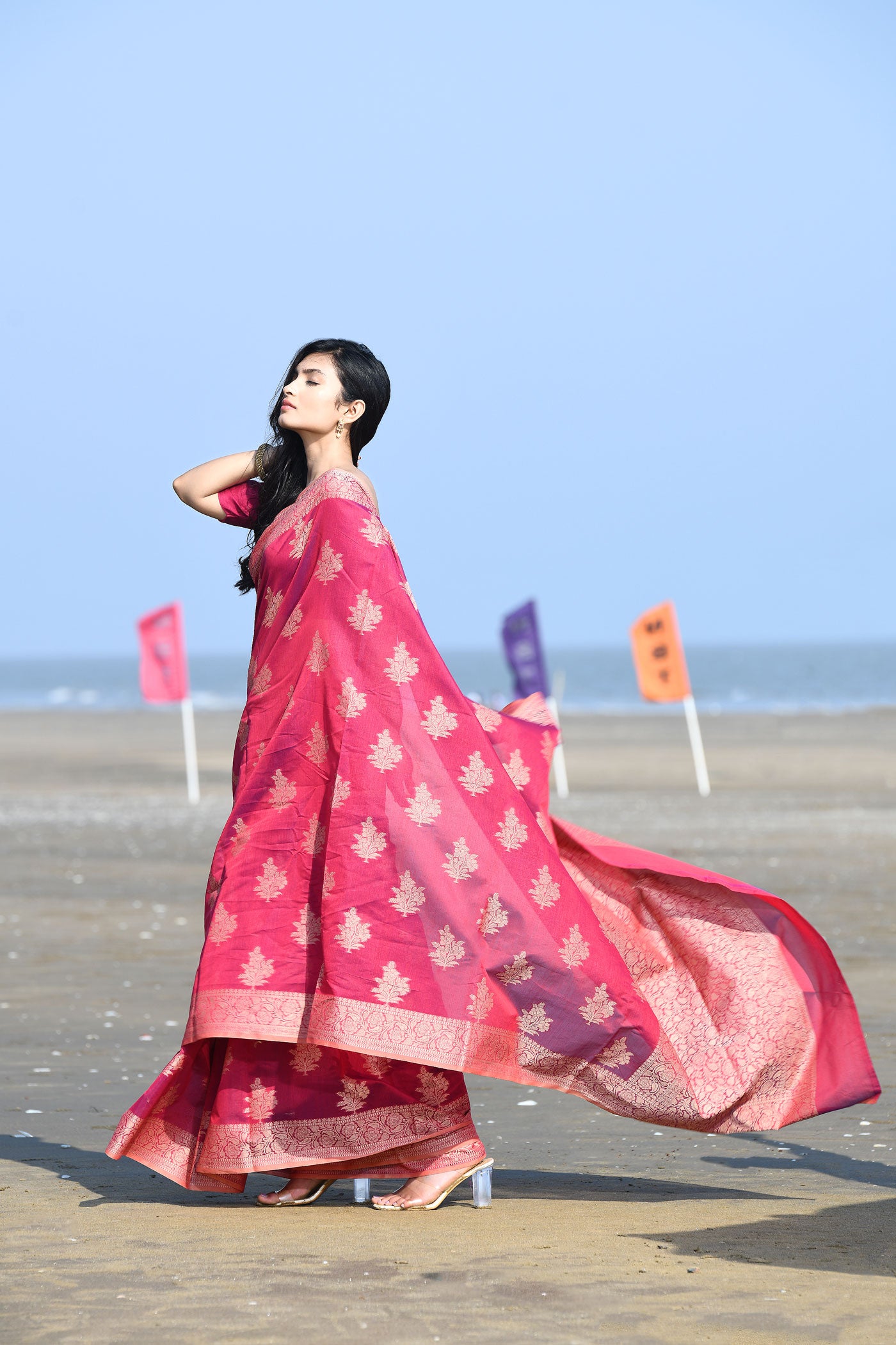 'Ruhani' Blue-Grey Pure Resham Cotton Banarasi Handloom Saree 'Ruhani' Blue-Grey Pure Resham Cotton Banarasi Handloom Saree