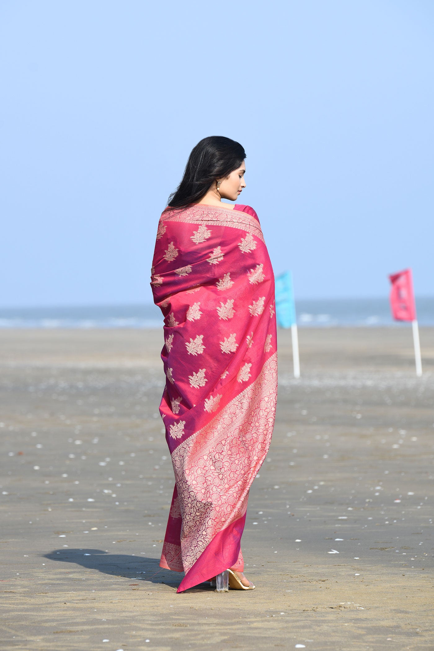 'Ruhani' Blue-Grey Pure Resham Cotton Banarasi Handloom Saree 'Ruhani' Blue-Grey Pure Resham Cotton Banarasi Handloom Saree