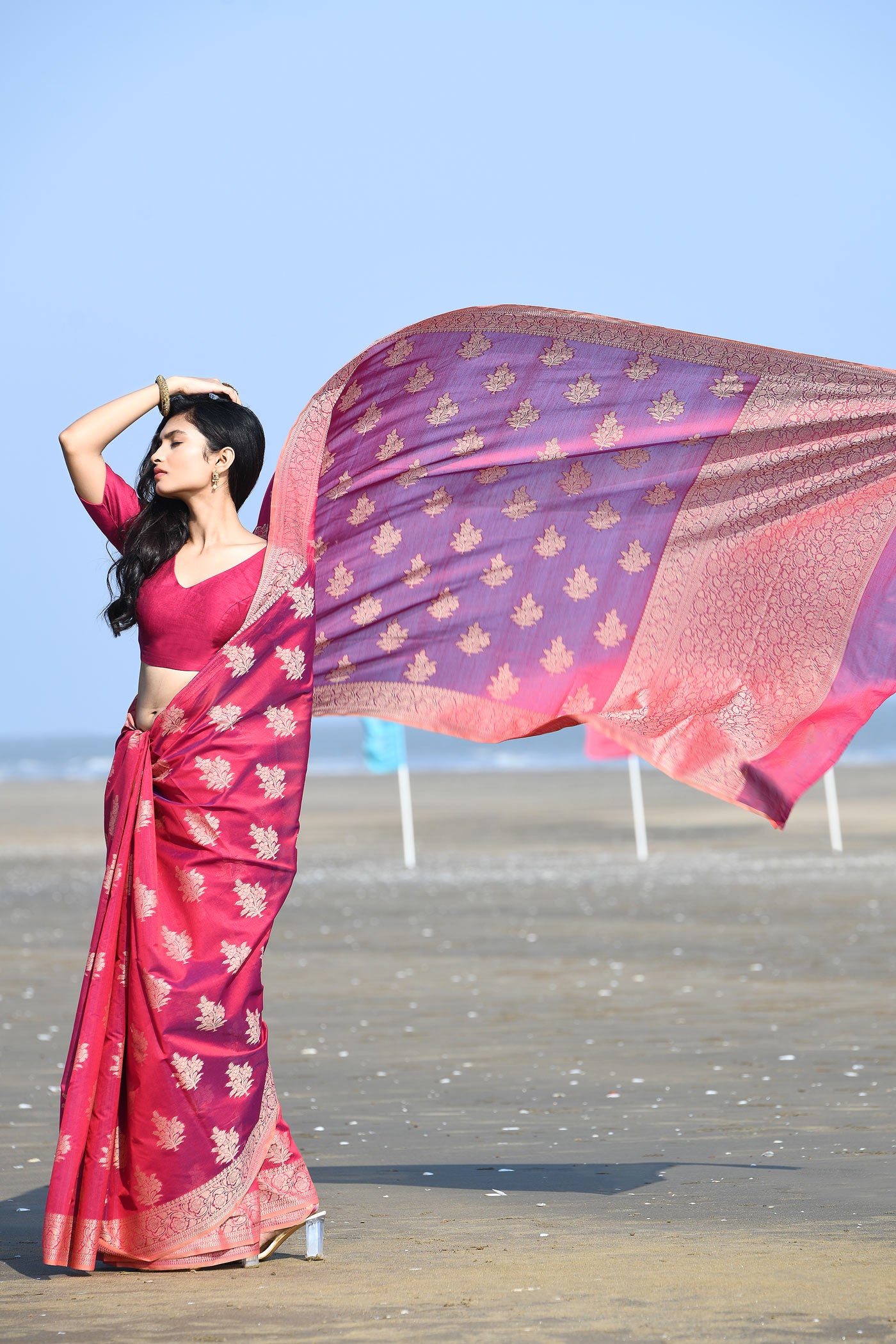 'Ruhani' Blue-Grey Pure Resham Cotton Banarasi Handloom Saree 'Ruhani' Blue-Grey Pure Resham Cotton Banarasi Handloom Saree