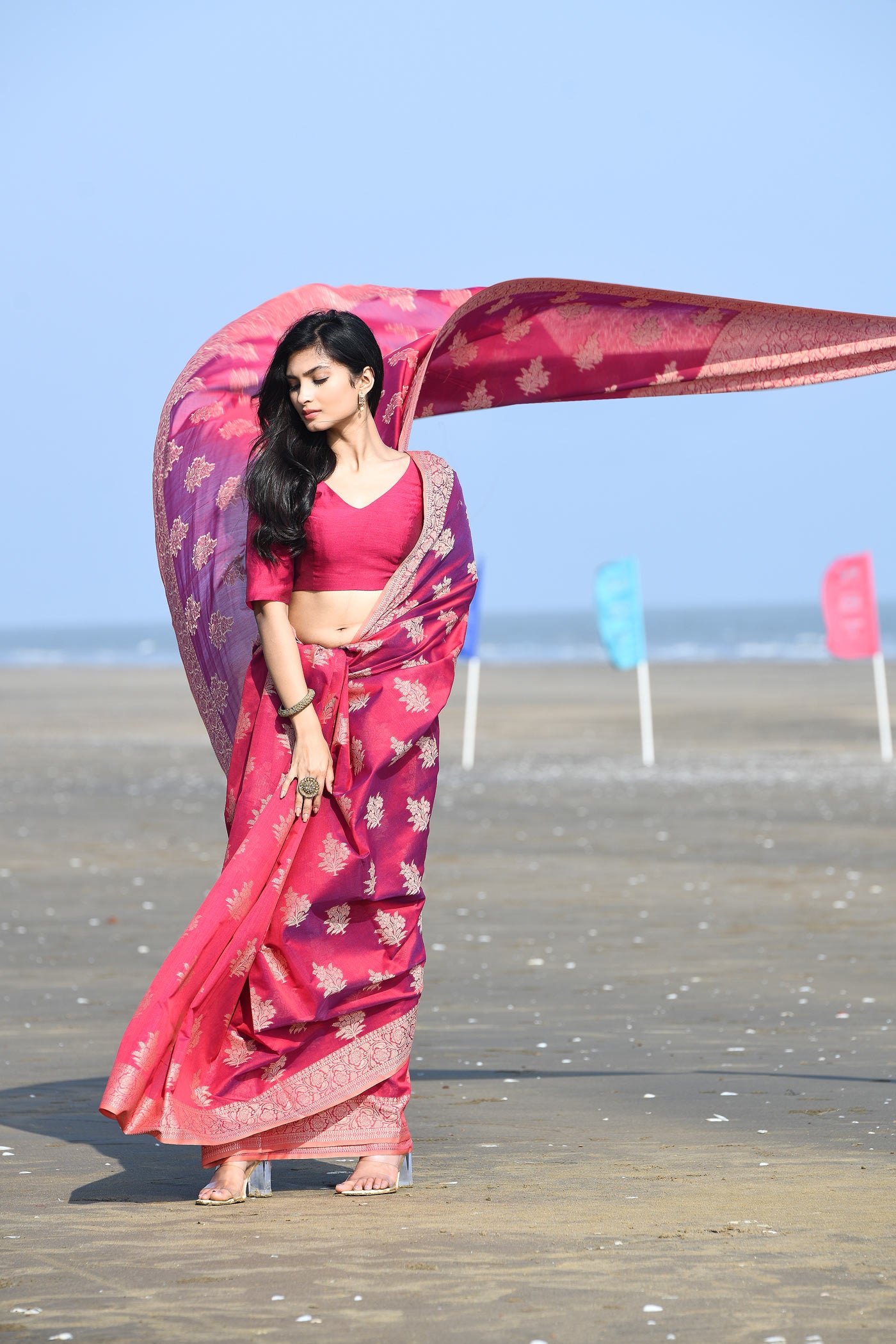 'Ruhani' Blue-Grey Pure Resham Cotton Banarasi Handloom Saree 'Ruhani' Blue-Grey Pure Resham Cotton Banarasi Handloom Saree