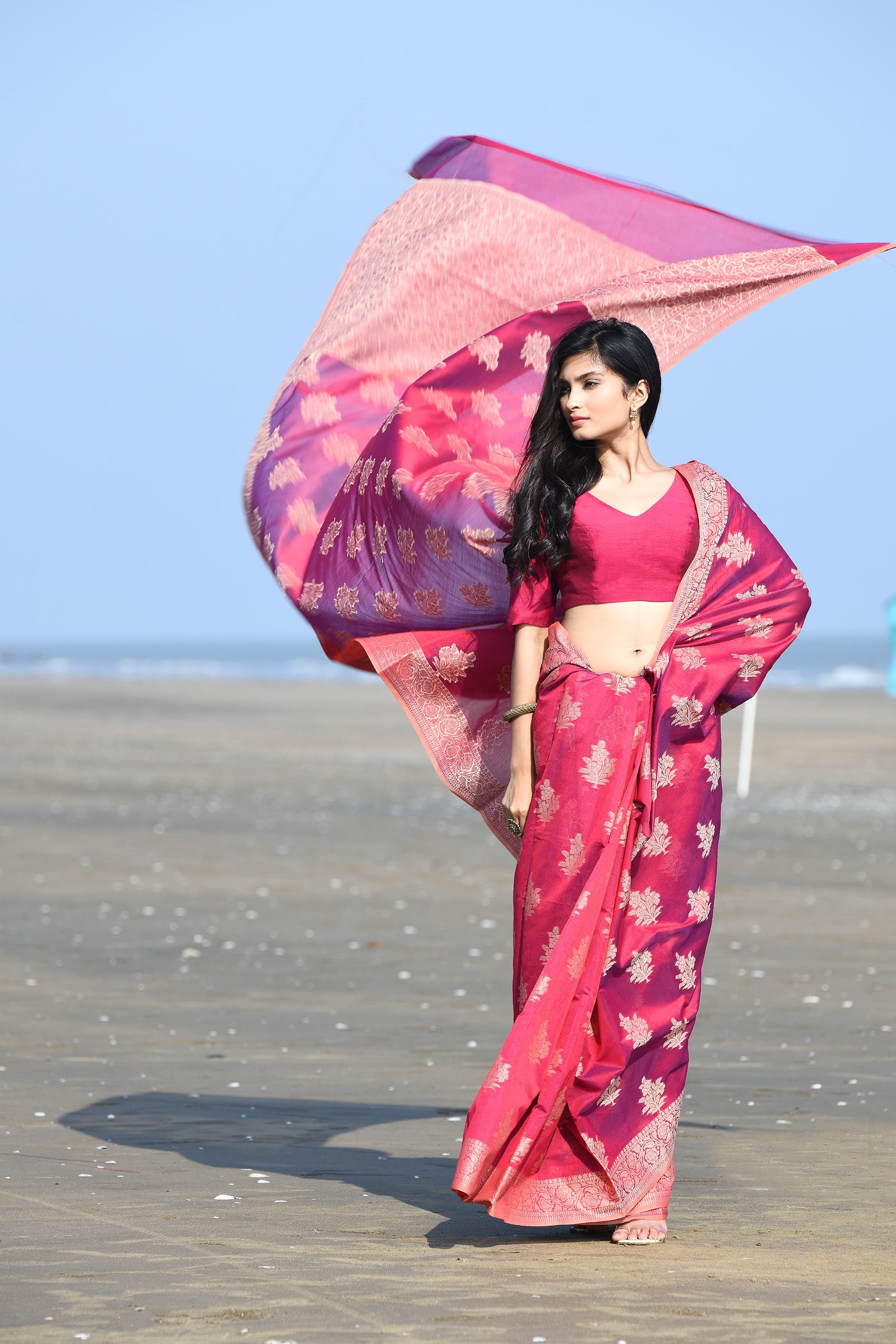 'Ruhani' Blue-Grey Pure Resham Cotton Banarasi Handloom Saree 'Ruhani' Blue-Grey Pure Resham Cotton Banarasi Handloom Saree